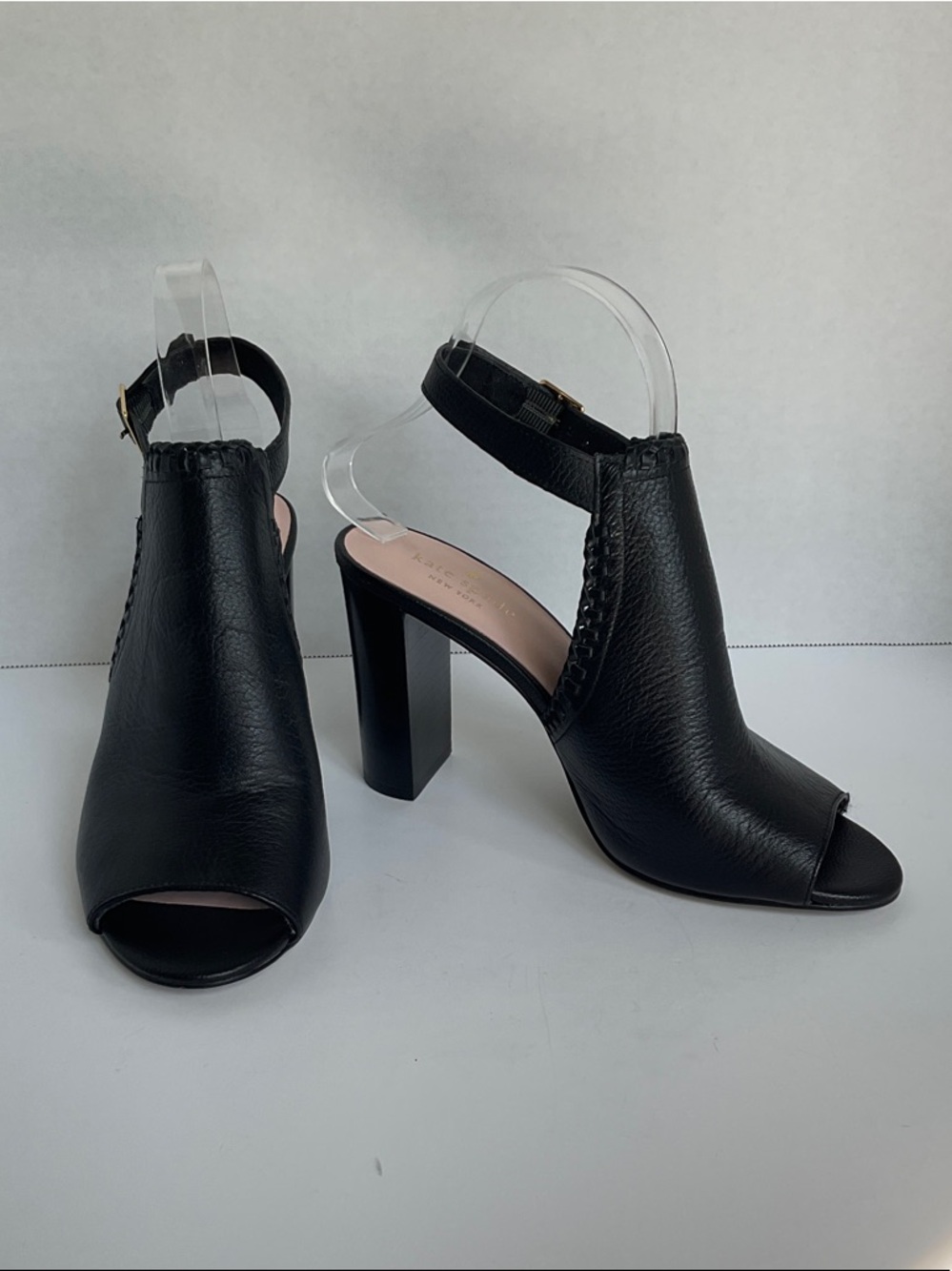 kate spade Black Open-Toe Slingback Block Heel Sandals